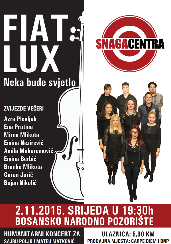 Snaga centra organizuje humanitarni koncert “Fiat lux”