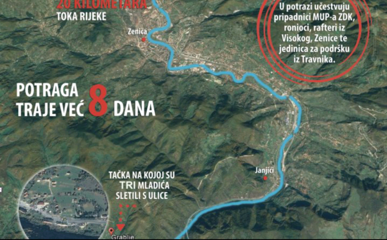 Infografika: Nastavlja se dramatična potraga za nestalim mladićem iz Zenice