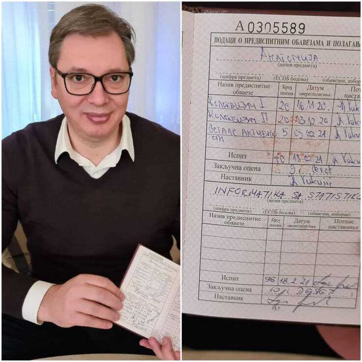 Aleksandar Vučić završio prvi semestar sa tri desetke i jednom devetkom