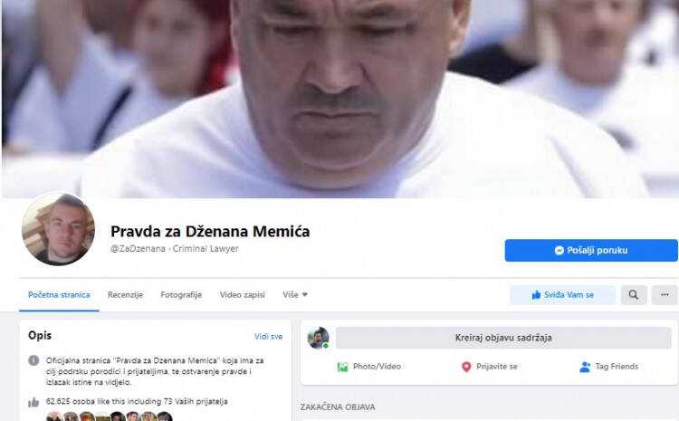 Facebook stranica”Pravda za Dženana Memića” pretrpjela hakerski napad