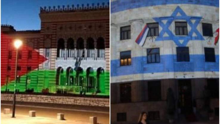 Dvije slike: U Sarajevu podrška Palestini, u Banjoj Luci Izraelu