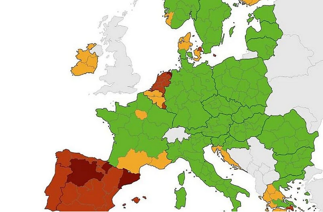 Hrvatska obala u narandžastom na evropskoj epidemiološkoj mapi