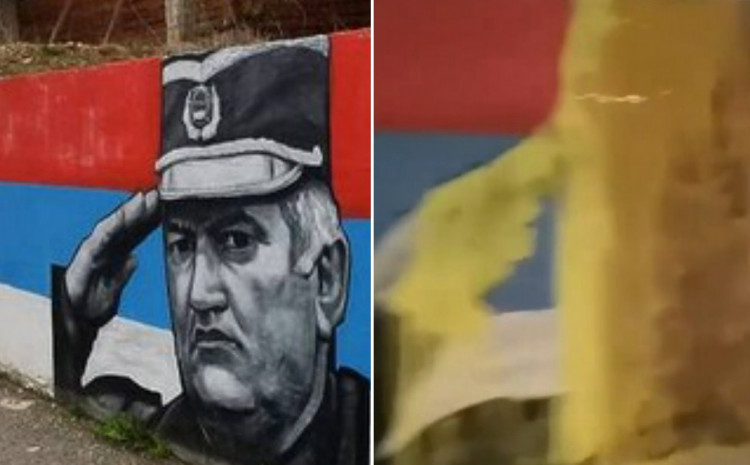 Išaran mural s likom zločinca Ratka Mladića