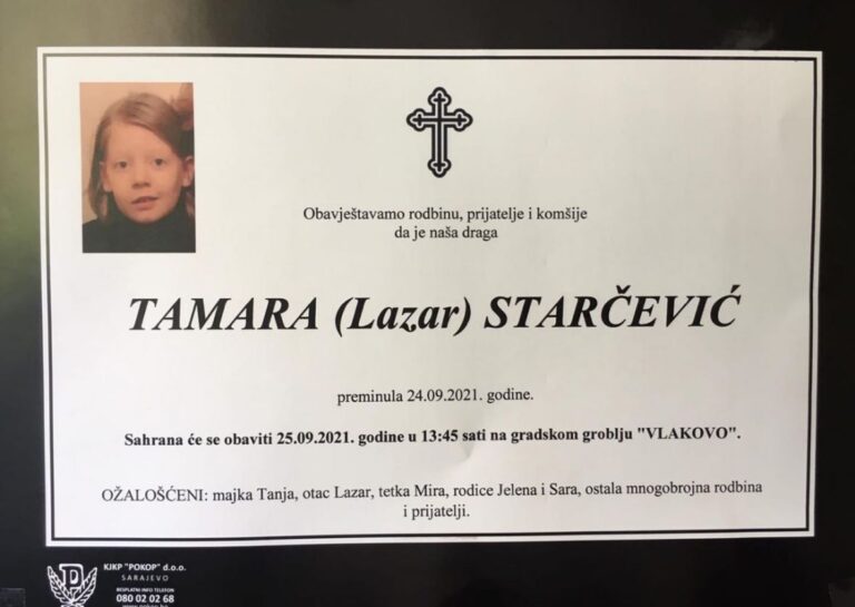 TUGA U BIH: Preminula Tamara Starčević, borac protiv Dravet sindroma