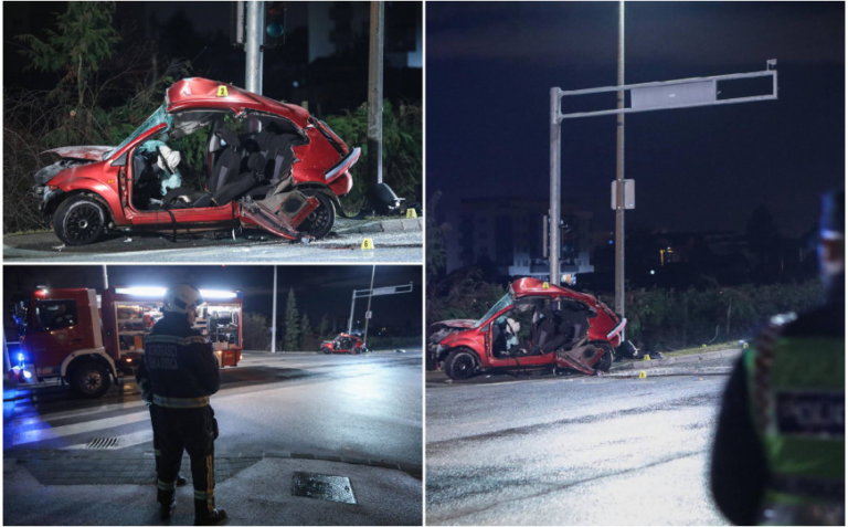 Stravične fotografije: Jedna osoba poginula u saobraćajnoj nesreći, automobil smrskan