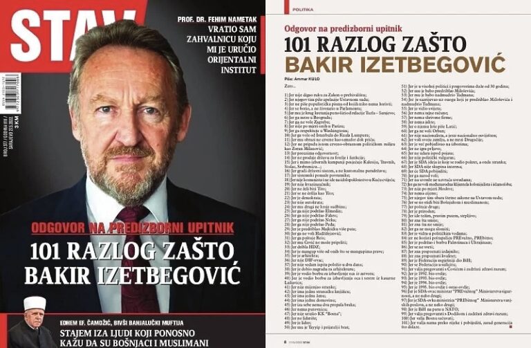 Nije šala, ovo je Stavov “101 razlog zašto Bakir Izetbegović”