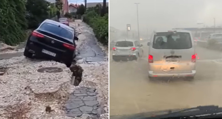 Veliko nevrijeme, bujice uništavale ceste i oštetile automobile