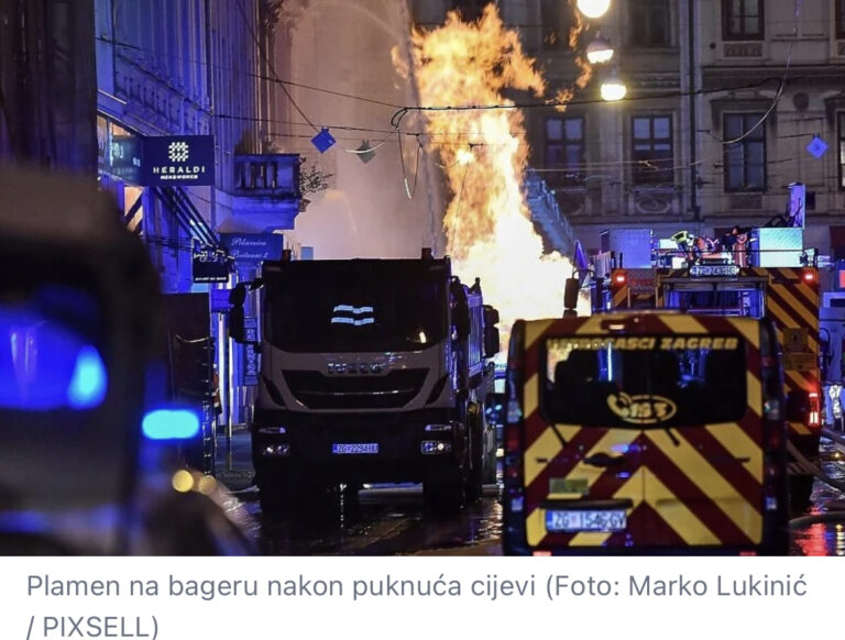 Drama u centru Zagreba: Bager probio plinsku cijev i napravio veliki požar, ima povrijeđenih