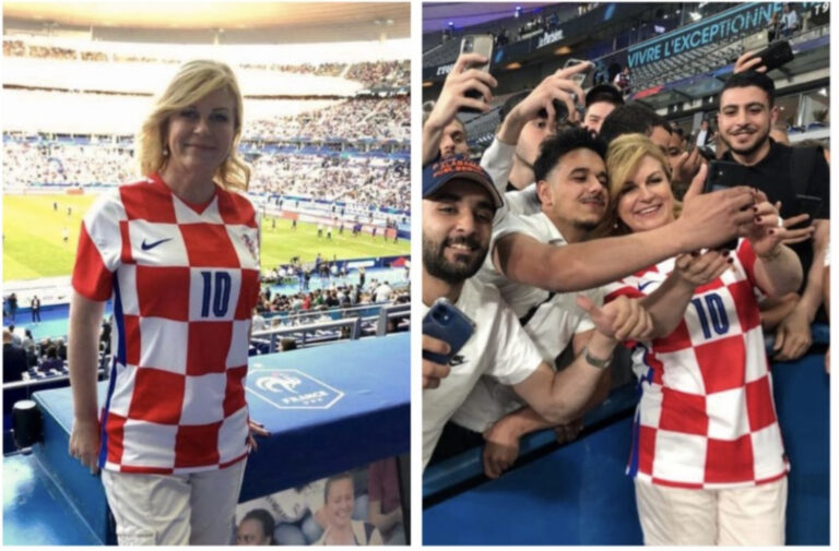 Kolinda Grabar-Kitarović je bila glavna atrakcija na meču Francuska – Hrvatska