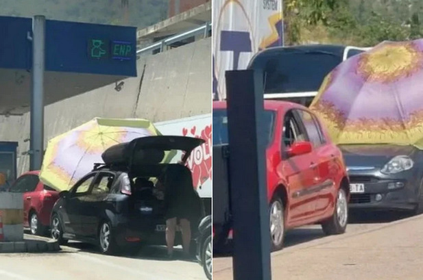 Scena sa crnogorske granice nasmijala mnoge, rashladili se pomoću suncobrana na autu