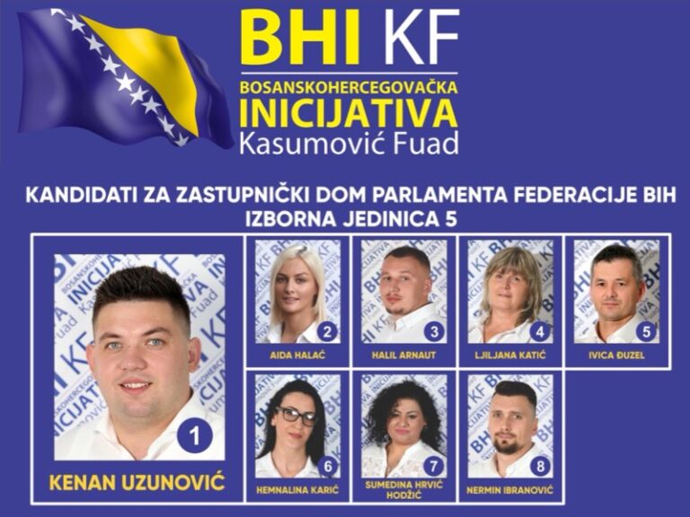 Predstavljamo vam kandidate Bosanskohercegovačke inicijative Kasumović Fuad za Zastupnički dom Parlamenta FBiH – Izborna jedinica 5: