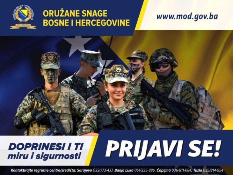 Ministarstvo odbrane BiH raspisuje konkurse za prijem u Oružane snage BiH