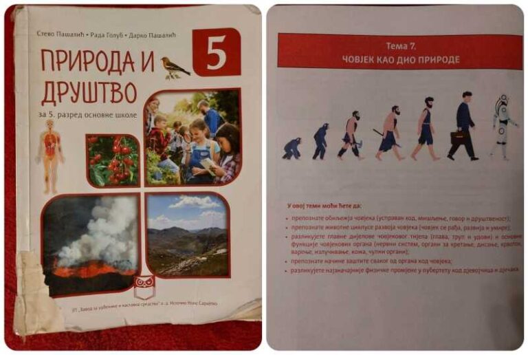 U udžbeniku za peti razred u RS-u ilustriran razvoj čovjeka: Prvo smo bili majmuni, završit ćemo kao roboti