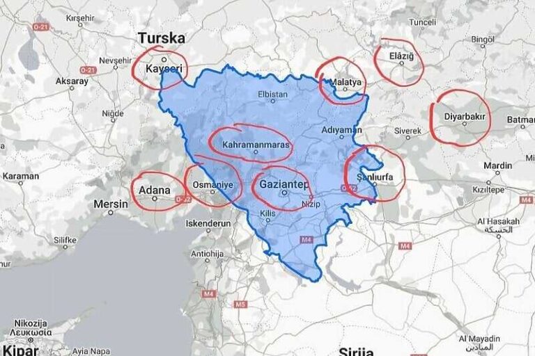 Uporedna mapa BiH i pogođenih područja pokazuje kolika je bila razmjera zemljotresa u Turskoj