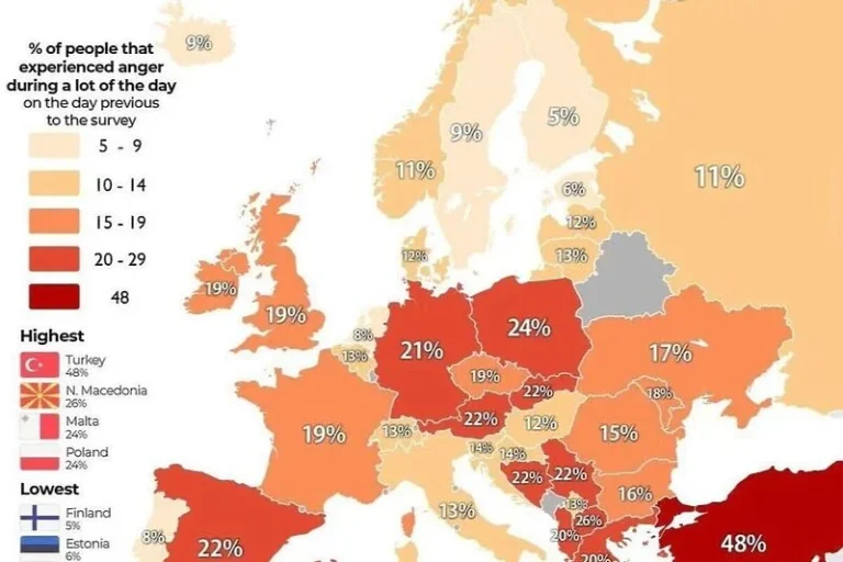 Mapa Evrope koja prikazuje koji narod se najviše ljuti, evo na kojem mjestu je BiH