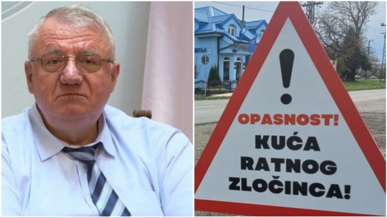 Ispred Šešeljeve kuće postavljen znak “Opasnost, kuća ratnog zločinca”