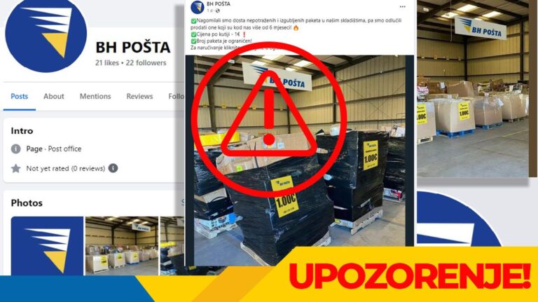 BH Pošta upozorava: Lažni Facebook oglas za prodaju izgubljenih paketa