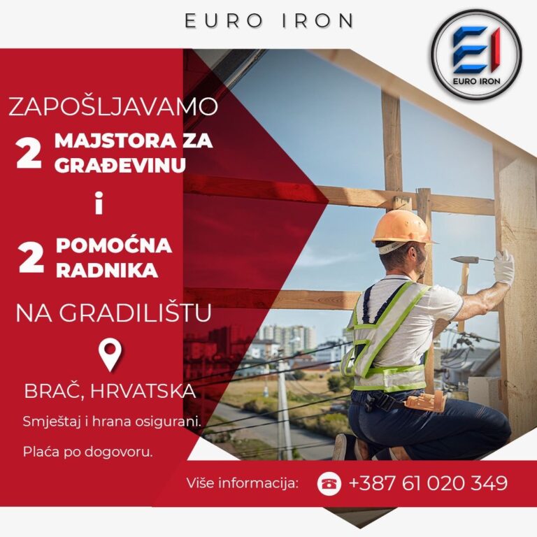 EURO IRON zapošljava majstore za građevinu