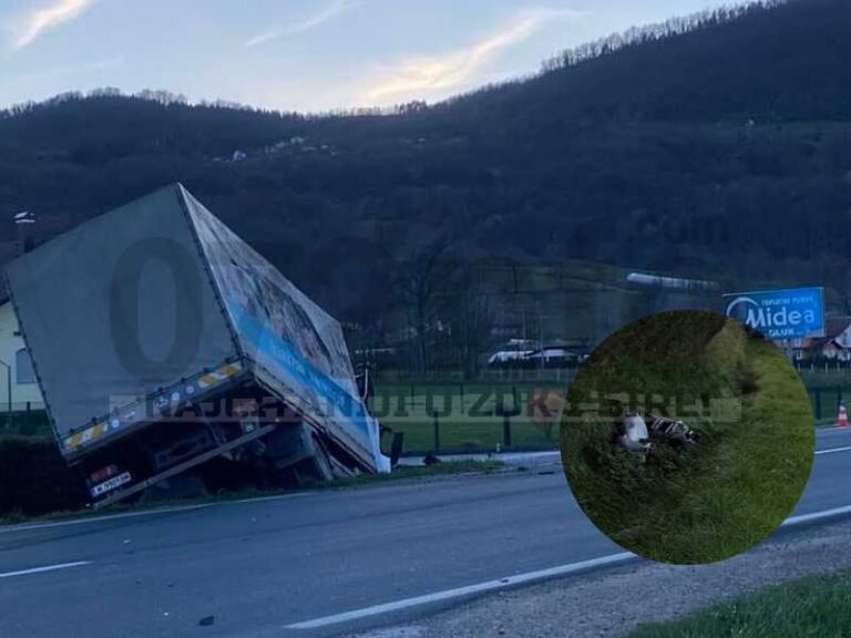 Teška nesreća na M-17: Povrijeđene dvije osobe u sudaru kamiona i motocikla