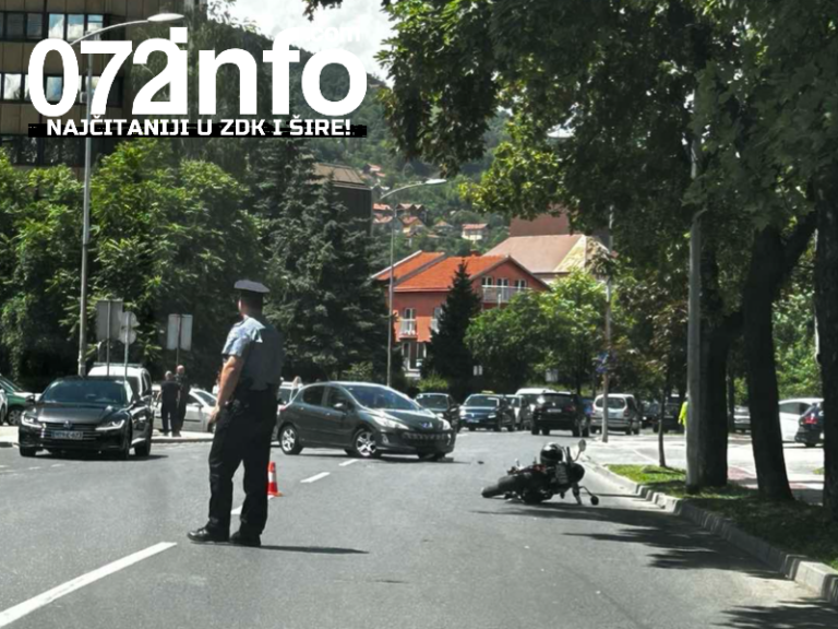 NESREĆA U ZENICI: Sudar automobila i motora, hitna pomoć i policija na licu mjesta (FOTO)