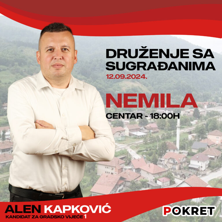 U četvrtak druženje političke stranke Pokret sa stanovnicima Nemile!