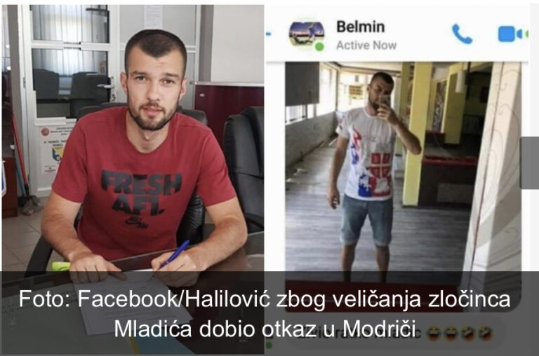 Belmin Halilović zbog veličanja zločinca Ratka Mladića dobio otkaz u Modriči