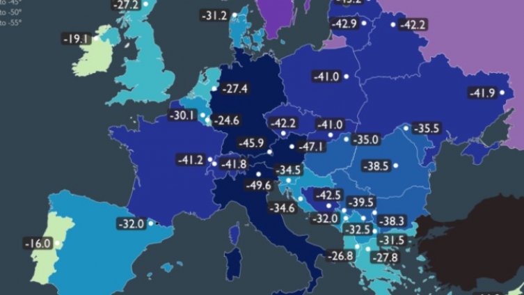 Grafike s najnižim temperaturama: Rekord BiH iz 1963. među vodećim u Evropi