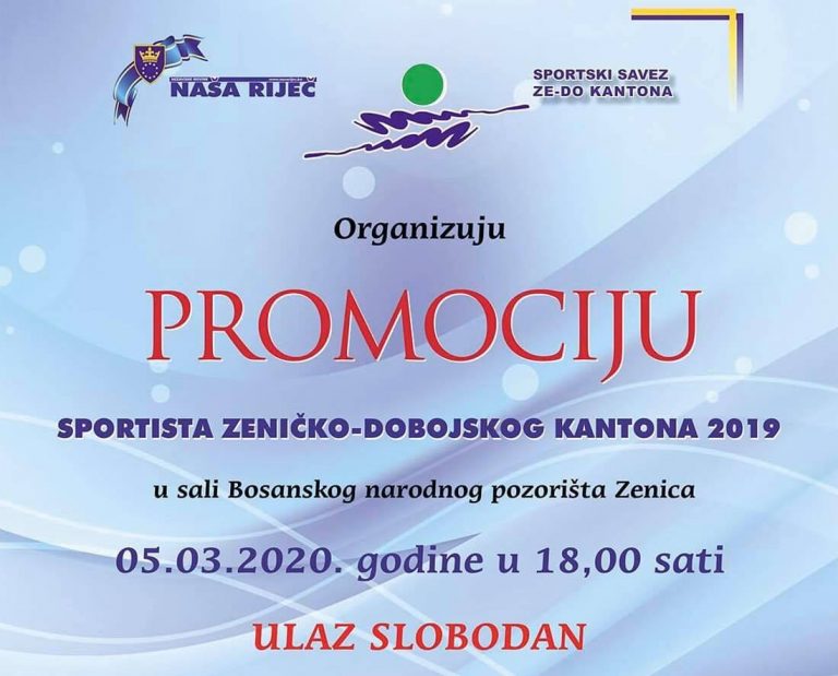 Sutra manifestacija “Sportista Zeničko-dobojskog kantona 2019”