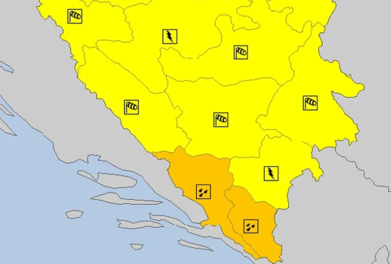 U BiH upaljeni žuti i narandžasti meteoalarm, očekuje se obilna kiša