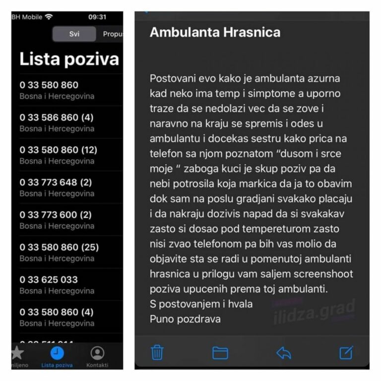 Sarajlija o iskustvu s medicinskim osobljem: Zovemo ambulante, ali niko se ne javlja
