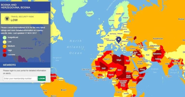 Mapa rizičnih putovanja: Opća sigurnost u BiH dobra, ali putevi najgori u Evropi