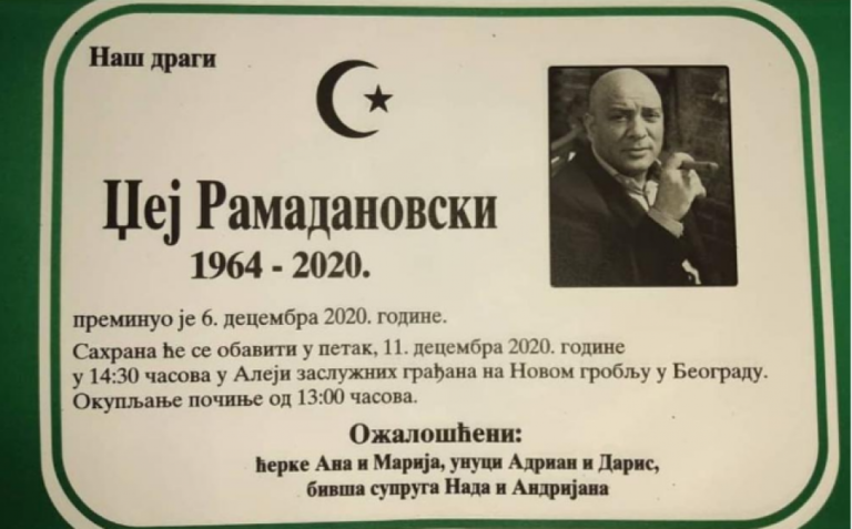 Džej Ramadanovski će biti ispraćen po muslimanskim običajima, na dženazi će svirati njegovu “Nedelju”!