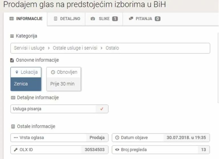 Zeničanin prodaje glas na predstojećim izborima u BiH: Ionako su me svi razočarali